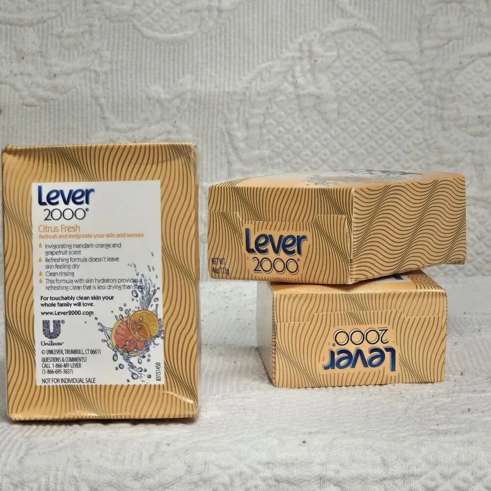 New Vintage Lever 2000 Citrus Fresh Shower Body Bath Soap 4oz Lot of 3 Retired